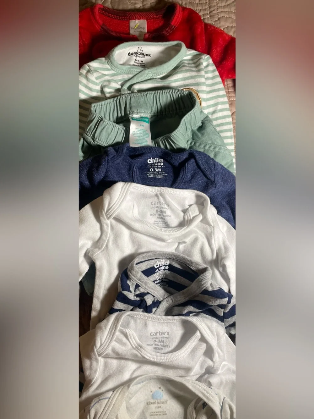 #88a Carter's Child of Mine Duck Duck Goose 0-3M Cotton Animal Striped 8 Pc Lot